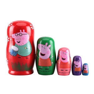 紫湖套娃玩具俄罗斯小猪套娃娃木质5层佩奇儿童男女孩玩具小猪套