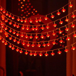 过年元宵彩灯新年氛围装饰房间庭院挂饰led小红灯笼节日福字灯串