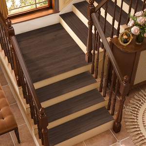 黑胡桃木纹楼梯垫家用实木地板防滑耐磨脚垫地毯台阶美化软包垫子