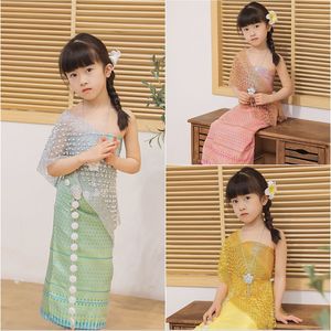 泰国风情傣族女童服装西双版纳泼水节服装影楼摄影少数民族表演服