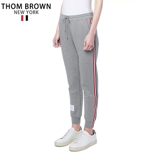 TB BROW汤姆布朗后侧面织带条纹男卫裤纯棉收口束脚运动长裤子女