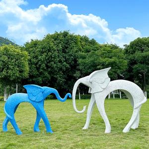 户外园林景观雕塑抽象大象玻璃钢摆件模型动物商场美陈装饰品摆件
