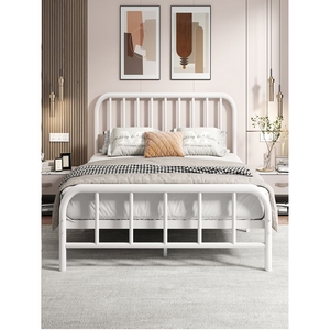 IKEA宜家铁艺床出租房用欧式简约铁艺双人床架防异响加厚加粗