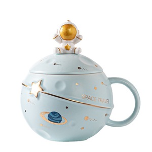 新款太空人星球马克杯创意宇航人咖啡杯可爱女生家用陶瓷礼品套装