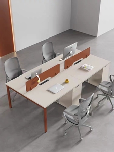 职员办公桌椅组合员工位卡座简约现代两六人位屏风白色卡位电脑桌