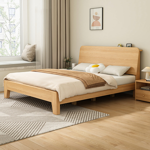 床 实木出租房屋用现代简约1.5米双人床经济型儿童1米二单人床架