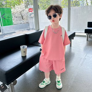 韩国儿童装男童夏装套装新款洋气男宝宝夏季痞帅夏款运动短袖衣服