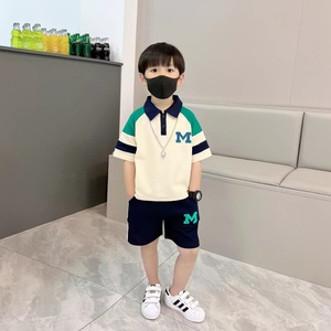 韩国男童夏装套装新款小儿童装夏季男孩衣服痞帅气polo衫短袖t桖