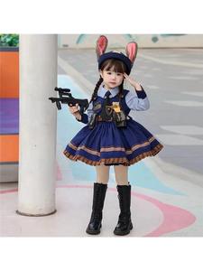 兔子警官儿童衣服朱迪兔子警官女童cos服蓝色公主裙2024年新款