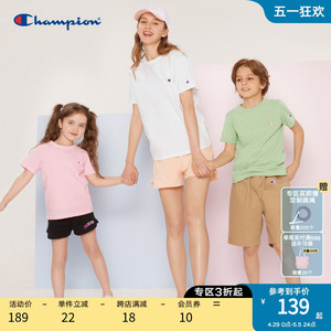 Champion冠军24春夏新款男女大小儿童亲子装运动薄荷曼波短袖T恤
