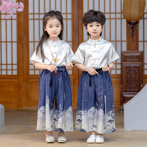 儿 童夏季千字文表演服国风新中式汉服幼儿园六一演出服男.童古装