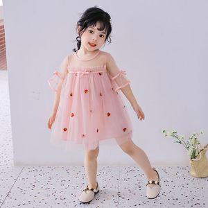女童连衣裙短袖夏季薄款小女孩宝宝裙子草莓公主裙儿童女仙女纱裙