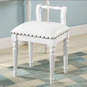 美式梳妆凳欧式全实木化妆凳靠背梳妆台椅子布艺软包简约公主凳