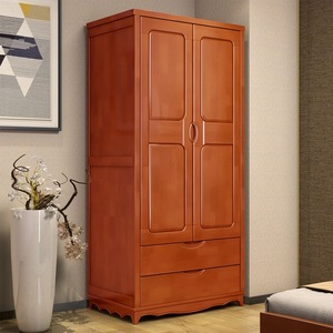 林氏木业现代中式实木衣柜小户型卧室家用收纳储物办公两门对开挂