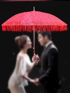 结婚红伞流苏中式复古蕾丝新娘出阁红伞出门出嫁专用大红伞喜庆婚