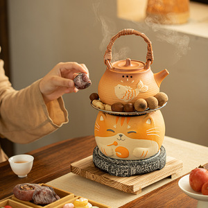 景德围炉煮茶清新可爱风木鱼猫碳炉煮茶套装灌灌奶茶煮茶器厂家