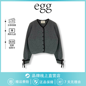 【现货】韩国egg鸡蛋家秋冬针织衫开衫毛衣新款蝴蝶结韩货外套