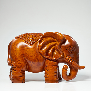 花梨木雕大象摆件一对红木小象实木雕刻吉祥物礼品家居客厅工艺品