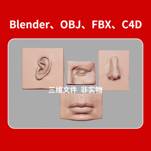 五官鼻子眼睛嘴巴耳朵3D模型blender建模OBJ素材C4D三维文件213