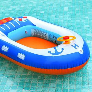 2024夏季新款婴幼儿座圈水上坐圈带方向盘座圈戏水玩具儿童小船艇