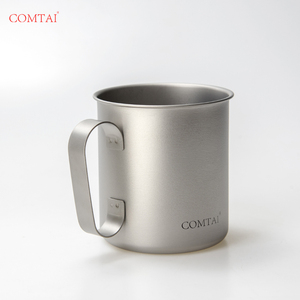 COMTAI纯钛水杯马克杯户外办公钛合金咖啡杯固定把手磨砂单层钛杯