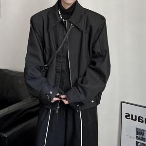 2023春秋韩版宽松短版设计感廓形垫肩薄款男女飞行夹克时髦外套潮