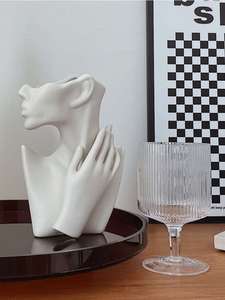 北欧简约时尚人体陶瓷花瓶摆件居家客厅玄关台面装饰