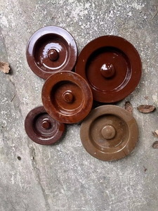 酒红色土陶盖子，酒坛子  砂锅盖  坛子盖子  可以做装饰