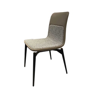 椅子餐椅家用休闲咖啡椅皮质棉麻布钢架意式简约设计师样板房新款