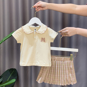 巴拉巴柆2024韩国童装女童夏装套装2024新款洋气三岁小童2女宝宝
