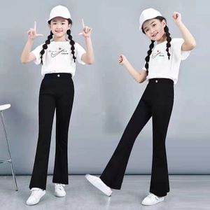 韩系女童裤子春季外穿微喇叭裤时尚儿童洋气弹力12到15岁中大童裤