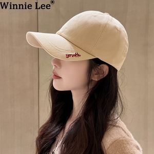 Winnie Lee大头围鸭舌帽女夏款显脸小米色棒球帽加深软顶帽子男潮