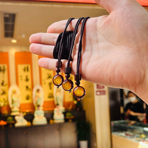 朱砂唐卡楞严咒绿度母吊坠项链黄财神西藏族式手机链挂饰件护身符