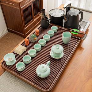 全自动竹木茶盘加厚家用茶台烧水壶一体式一整套功夫茶道茶具套装