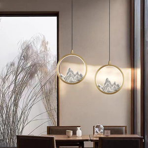 灯印 新中式全铜客厅背景墙小吊灯中国风卧室床头LED过道玄关灯具