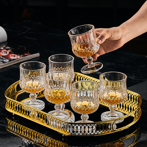 威斯忌酒杯水晶玻璃红酒杯家用复古白兰地杯钻石高脚啤酒杯威士忌