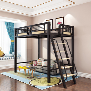 高架床下空现代简约小户型成人上床下桌儿童单上层阁楼复式二楼床