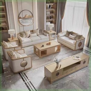 新中式沙发现代中式原木色名宿茶楼卡座小户型样板间禅意酒店家具