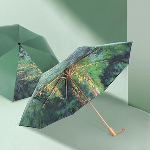 双面莫奈油画太阳伞双层防晒男女晴雨两用折叠雨伞遮阳伞防紫外线
