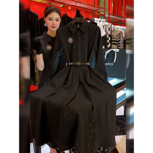 黑色连衣裙2024年春装新款成熟御姐气质名媛法式赫本风高级感长裙