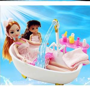 全套生活2021新款diy浴室玩具浴盆精致配件芭比娃娃浴缸可喷水