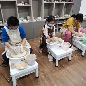 迷你小型儿童陶艺拉胚机做陶瓷的转盘电动幼儿园玩泥巴工具全套装