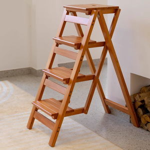 德国正品实木梯凳家用折叠小型梯子两用多功能轻便三步梯防滑凳子