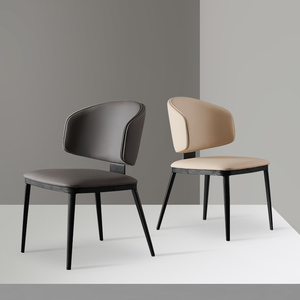 意式极简餐椅家用靠背现代简约轻奢高端皮椅子书桌恰谈椅咖啡厅椅