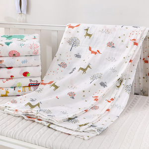 婴儿a类纯棉双层纱卡通床单夏季薄款全棉成人空调盖毯大床毛巾毯