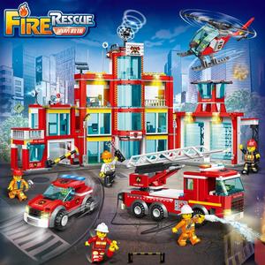 乐高城市积木消防总局消防车救援队飞机模型儿童拼装男孩玩具礼物