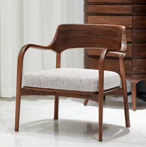 北美黑胡桃单人沙发椅原木现代简约靠背椅家用客厅软包休闲扶手椅