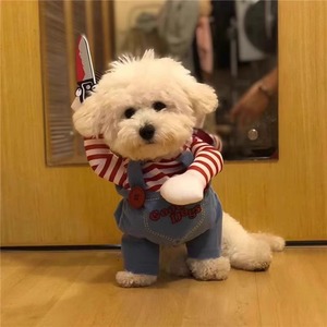 狗狗衣服搞怪搞笑持刀装萨摩耶夏季可爱比熊创意宠物泰迪法斗恶搞