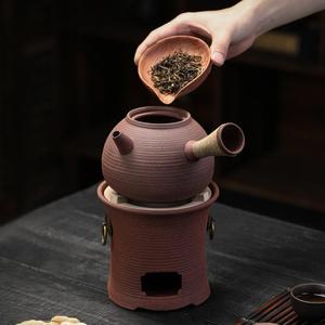 围炉煮茶柴烧提梁煮泡茶纯手工大容量陶瓷简约家用烧水粗陶壶炭炉