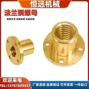 定做梯形全铜圆法兰螺母T型M型丝杆螺杆锁紧配件T10-T60加工定制